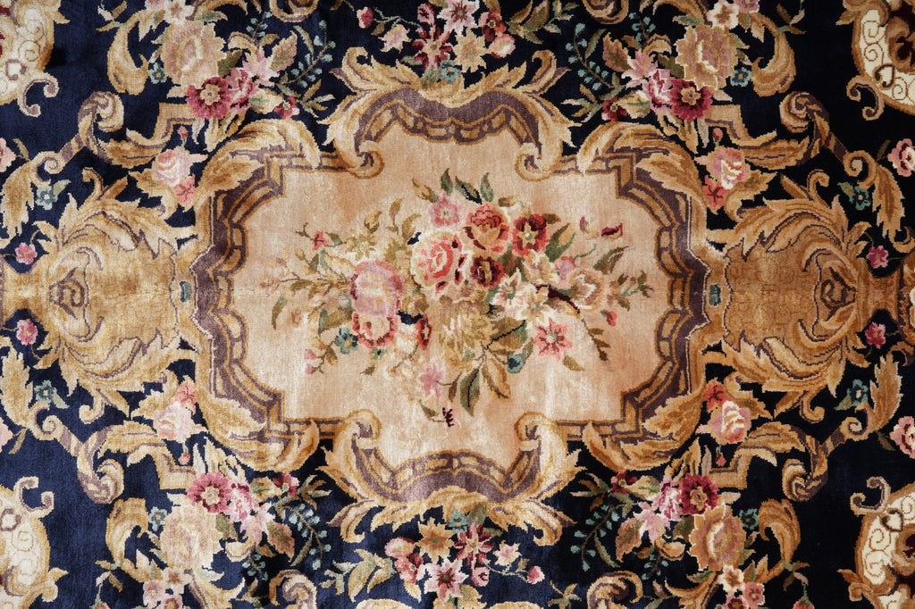 6 x 9 Art Silk French Aubusson Silk Rug ROYAL BLUE #PIX-27503