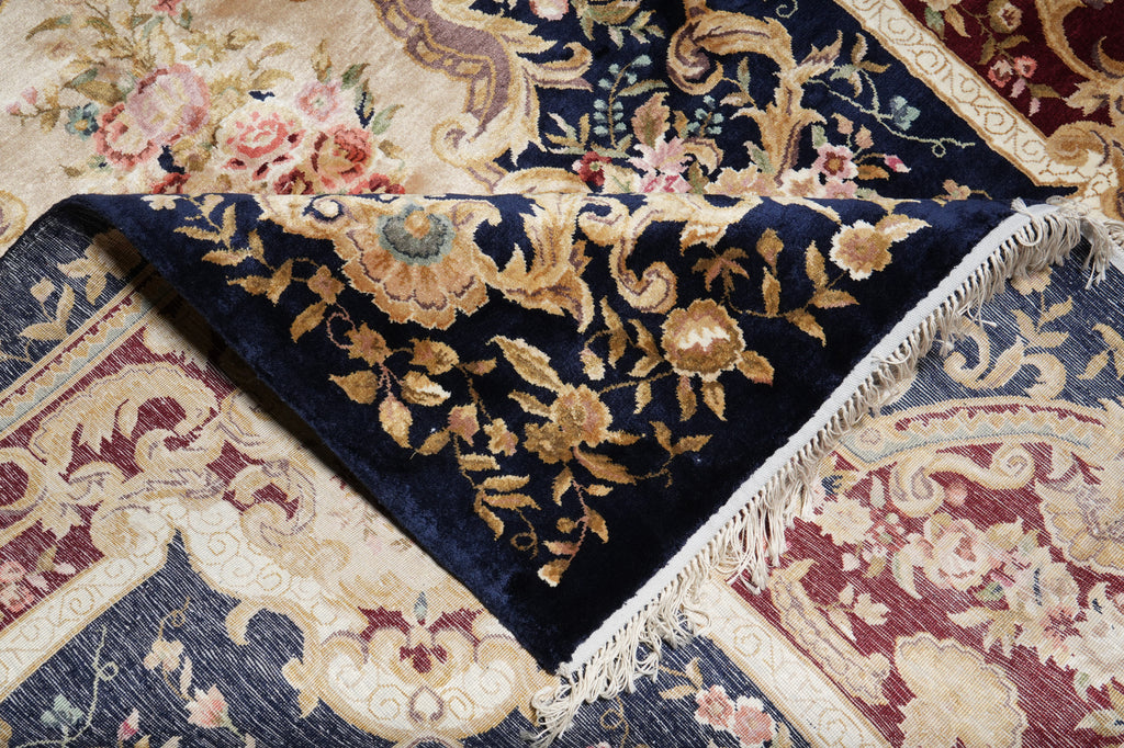6 x 9 Art Silk French Aubusson Silk Rug ROYAL BLUE #PIX-27503