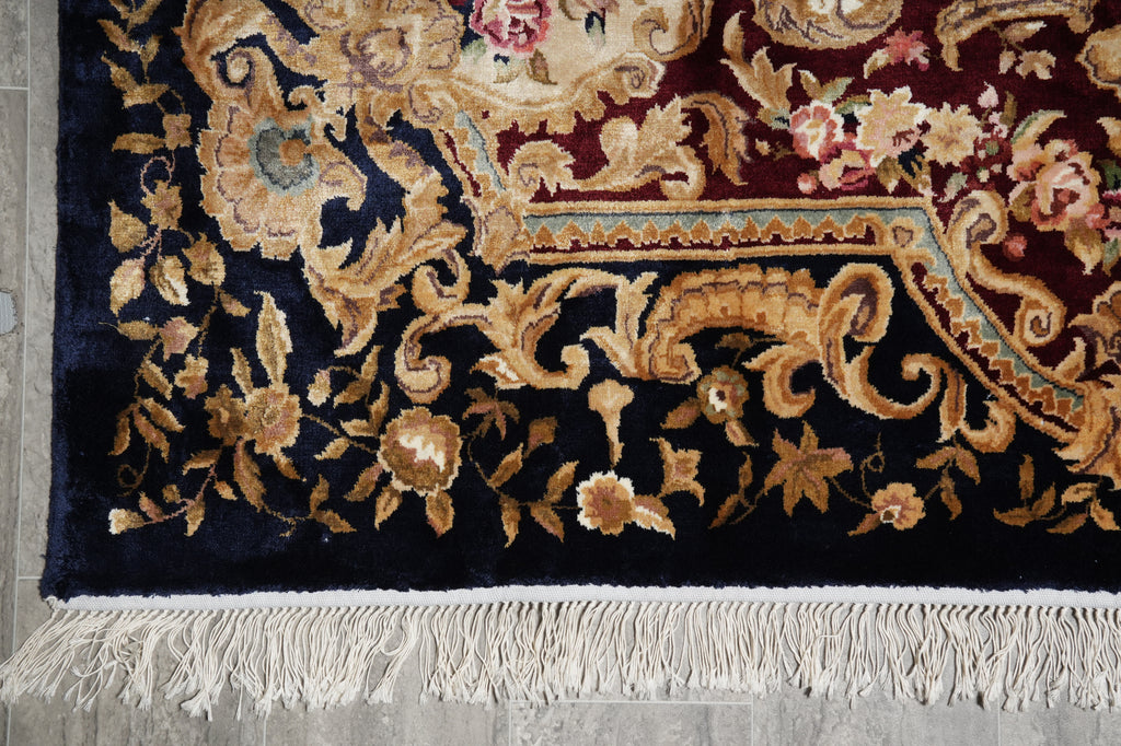 6 x 9 Art Silk French Aubusson Silk Rug ROYAL BLUE #PIX-27503