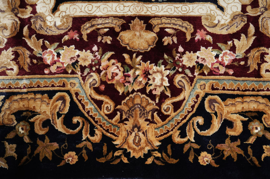 6 x 9 Art Silk French Aubusson Silk Rug ROYAL BLUE #PIX-27503