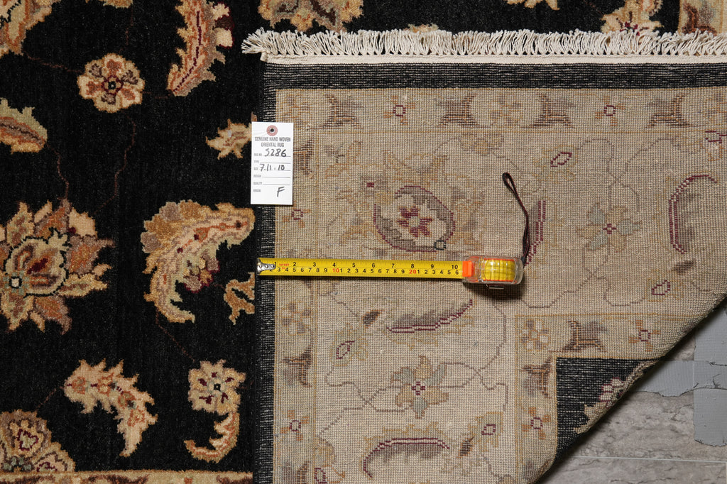 8 x 10 Black High Quality Handmade Agra Rug #F-5286