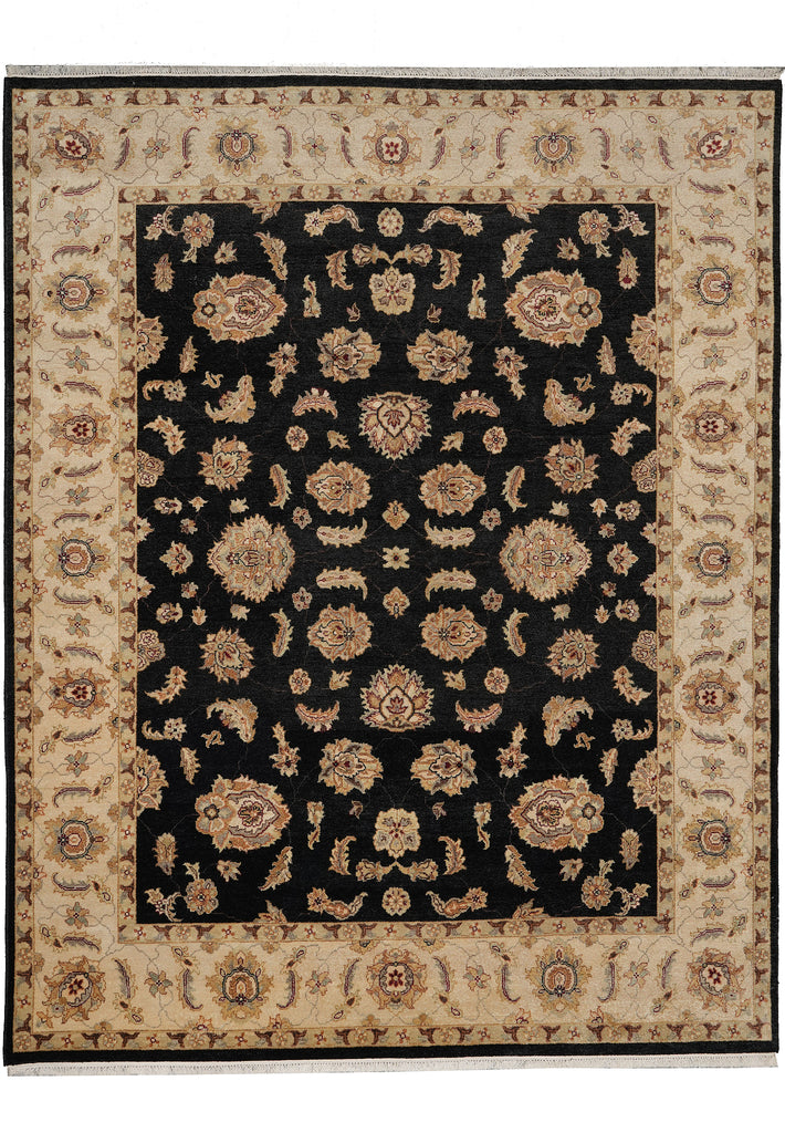 8 x 10 Black High Quality Handmade Agra Rug