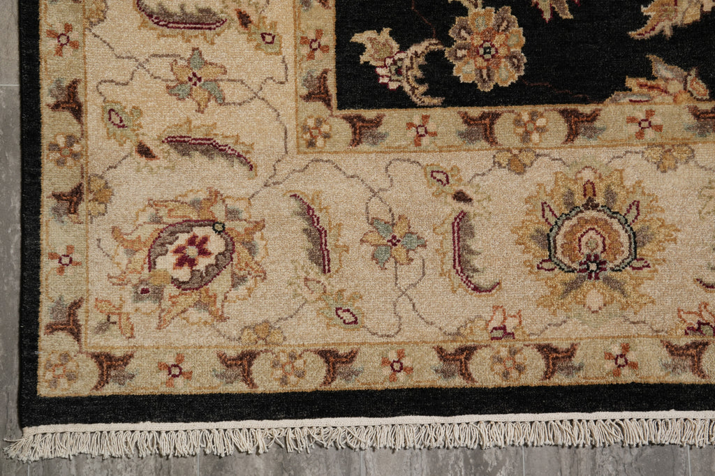 8 x 10 Black High Quality Handmade Agra Rug #F-5286