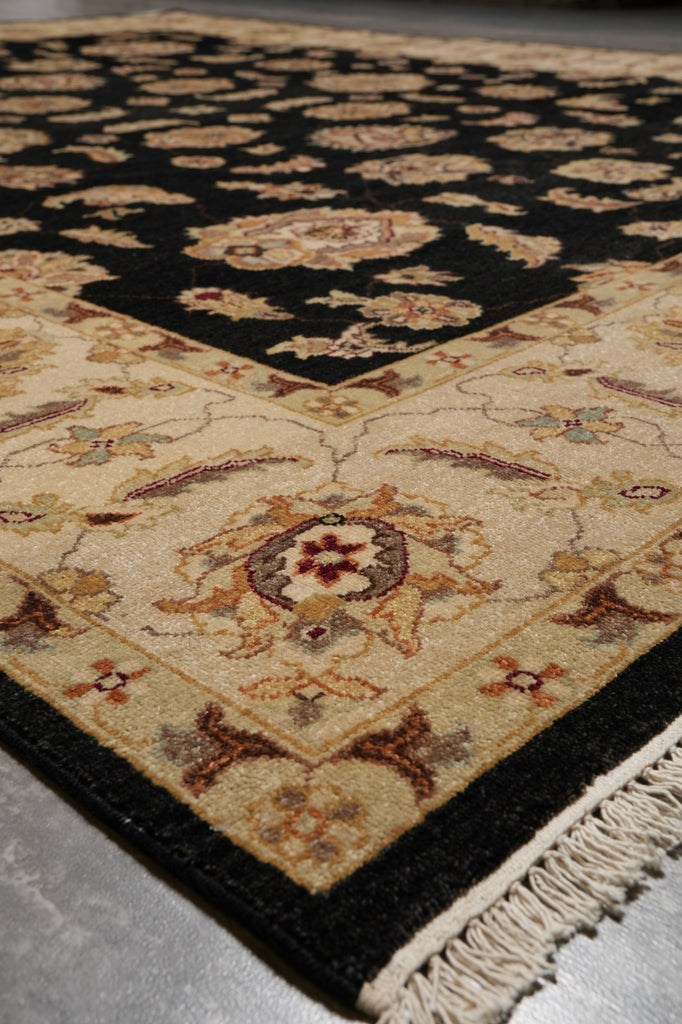 8 x 10 Black High Quality Handmade Agra Rug #F-5286