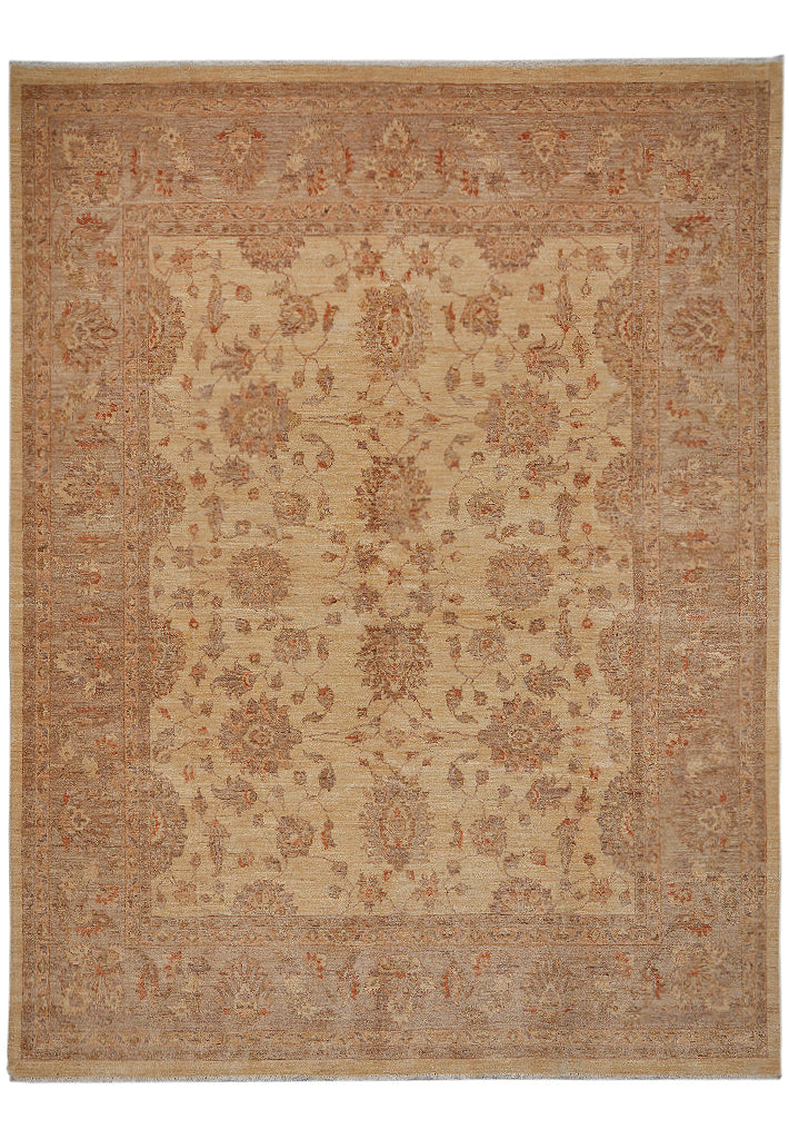 7.9 x 10 Chobi Peshawar Rug Natural Wool Beige Sage Green #F-4339