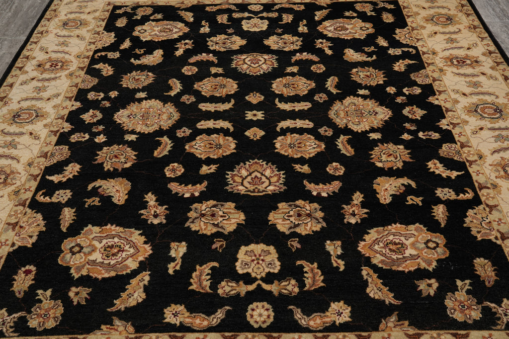 8 x 10 Black High Quality Handmade Agra Rug #F-5286