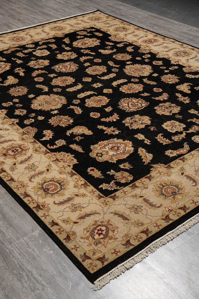 8 x 10 Black High Quality Handmade Agra Rug #F-5286