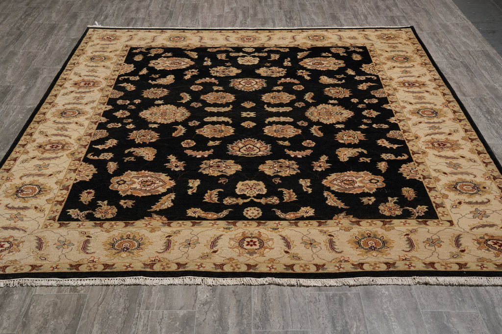 8 x 10 Black High Quality Handmade Agra Rug #F-5286