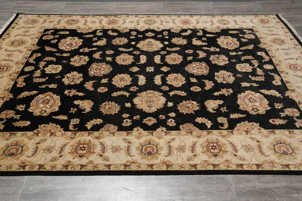 8 x 10 Black High Quality Handmade Agra Rug #F-5286