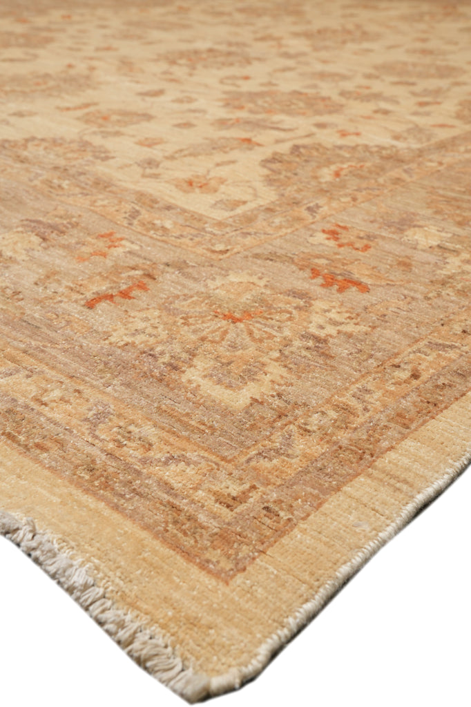 7.9 x 10 Chobi Peshawar Rug Natural Wool Beige Sage Green #F-4339