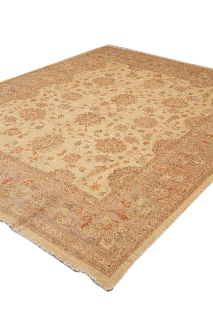 7.9 x 10 Chobi Peshawar Rug Natural Wool Beige Sage Green #F-4339