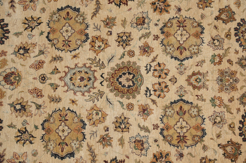 8 x 10 Quality Handmade Wool Rug Beige Blue Gold #F-5282
