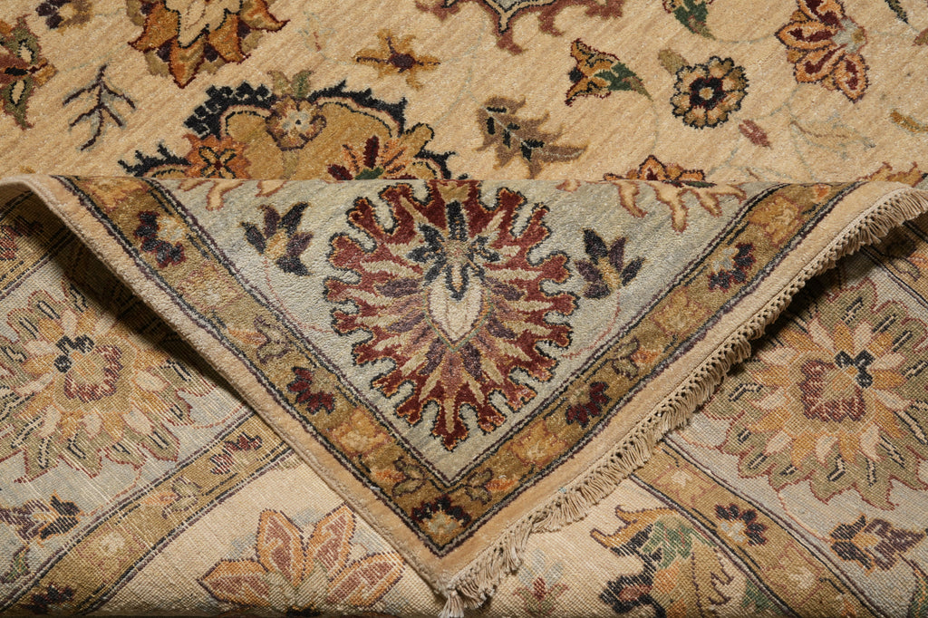 8 x 10 Quality Handmade Wool Rug Beige Blue Gold #F-5282