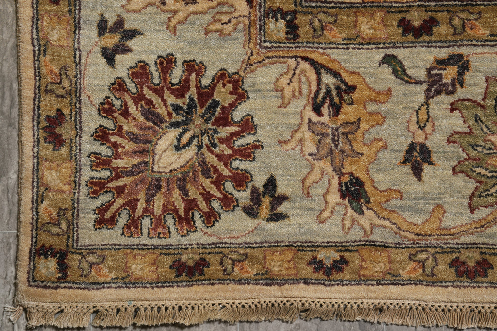 8 x 10 Quality Handmade Wool Rug Beige Blue Gold #F-5282