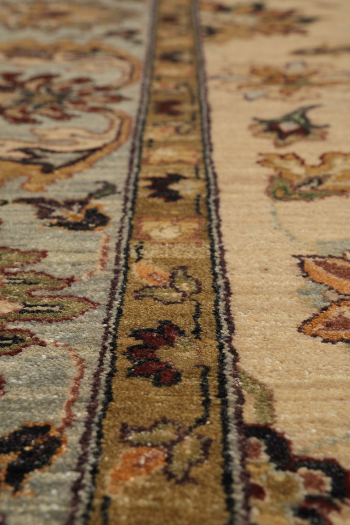 8 x 10 Quality Handmade Wool Rug Beige Blue Gold #F-5282