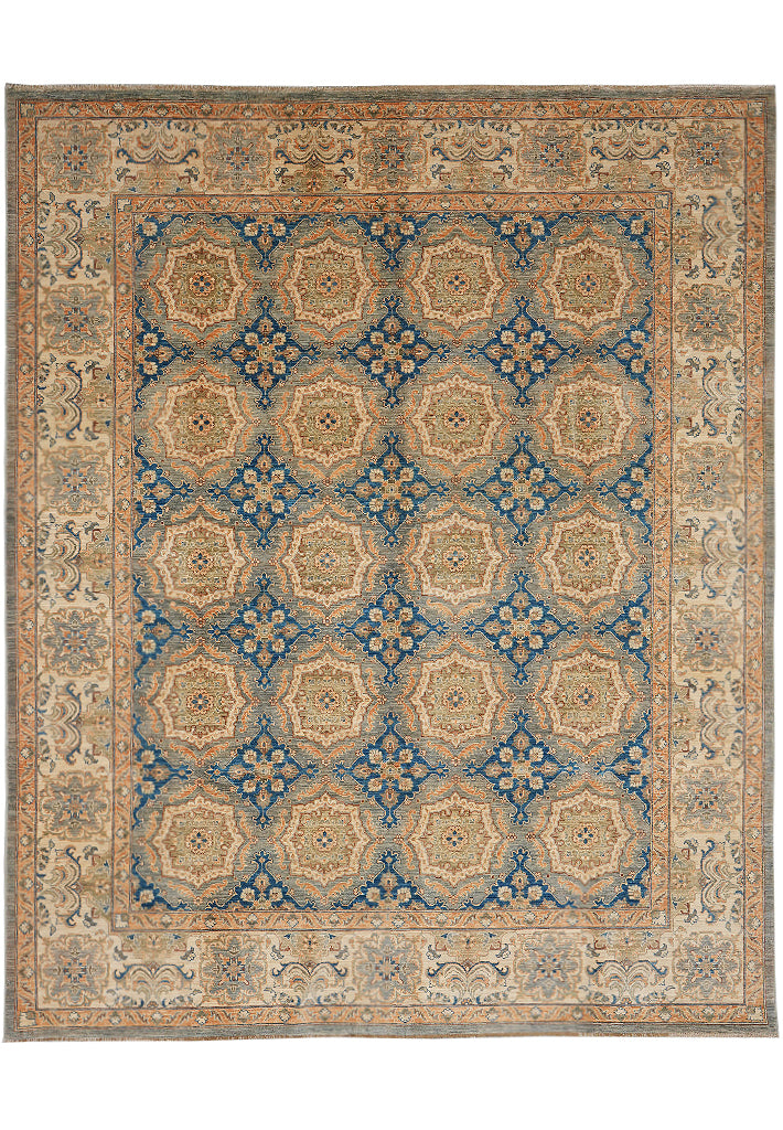 8 x 9.6 Fine Quality Wool Zigler Chobi Peshawar Rug Blue #F-4342