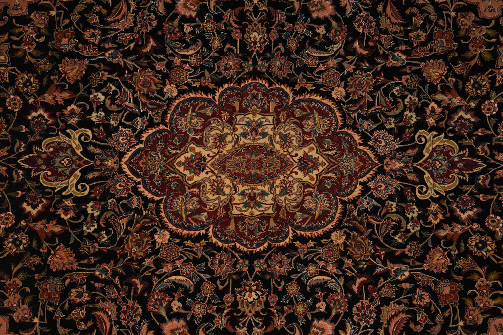 6.7 x 10 Fine Quality Wool and Silk Classic Tabriz Rug Royal Midnight Blue #PIX-13818