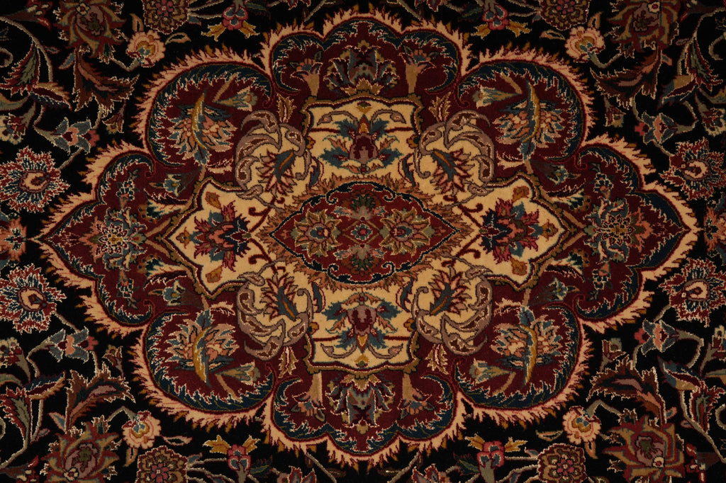 6.7 x 10 Fine Quality Wool and Silk Classic Tabriz Rug Royal Midnight Blue #PIX-13818