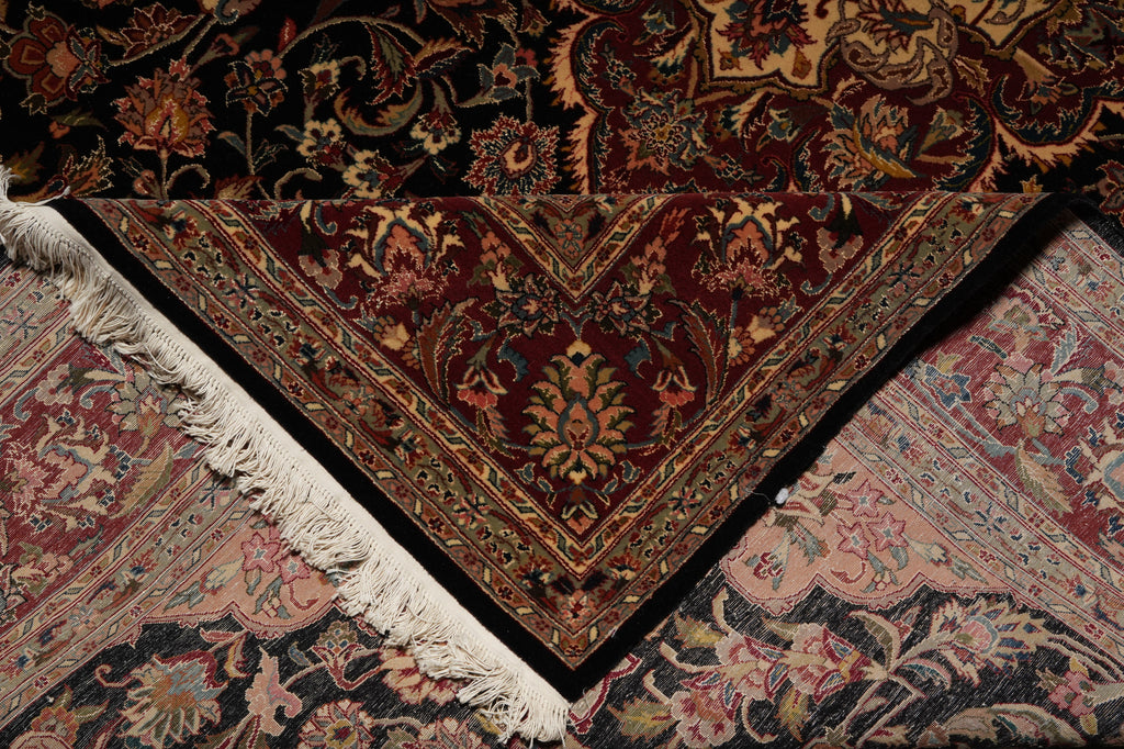 6.7 x 10 Fine Quality Wool and Silk Classic Tabriz Rug Royal Midnight Blue #PIX-13818