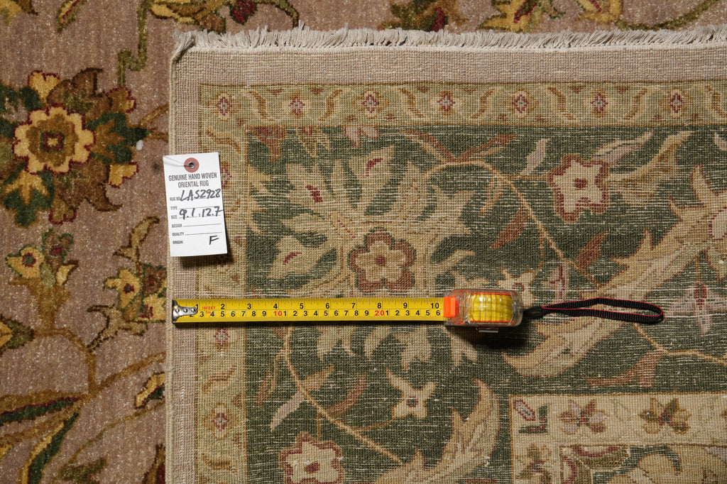 9 x 12.7 Quality Handmade Agra Rug Brown Green #LA-52928