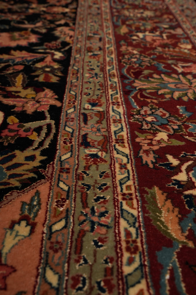 6.7 x 10 Fine Quality Wool and Silk Classic Tabriz Rug Royal Midnight Blue #PIX-13818