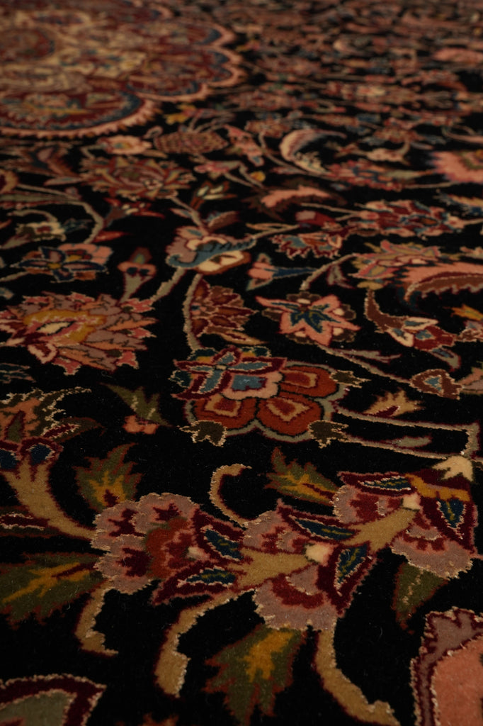 6.7 x 10 Fine Quality Wool and Silk Classic Tabriz Rug Royal Midnight Blue #PIX-13818