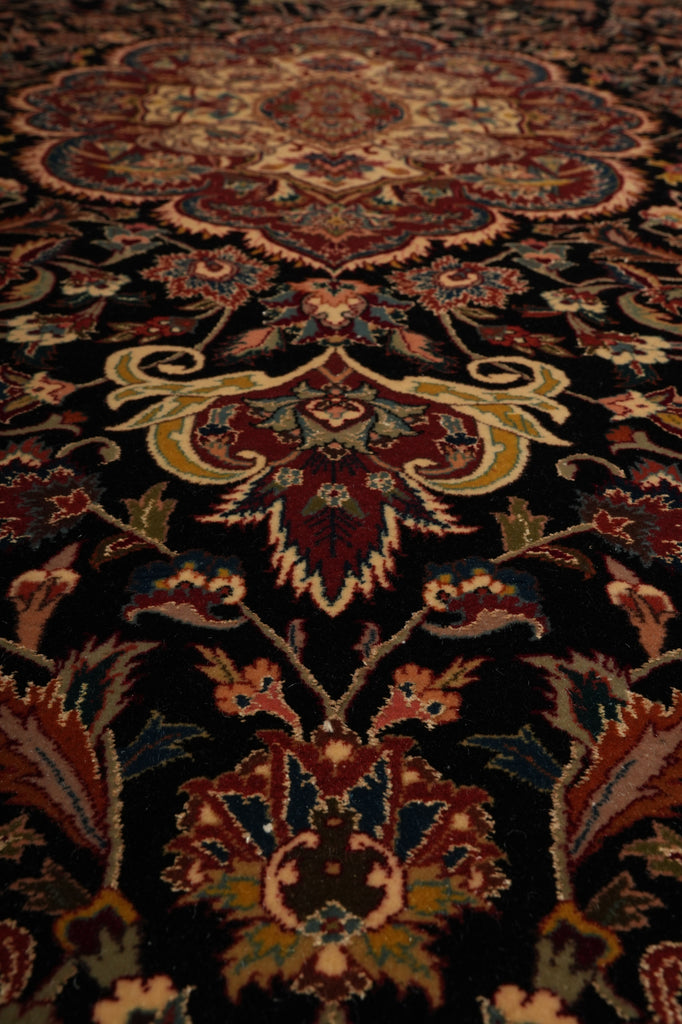 6.7 x 10 Fine Quality Wool and Silk Classic Tabriz Rug Royal Midnight Blue #PIX-13818