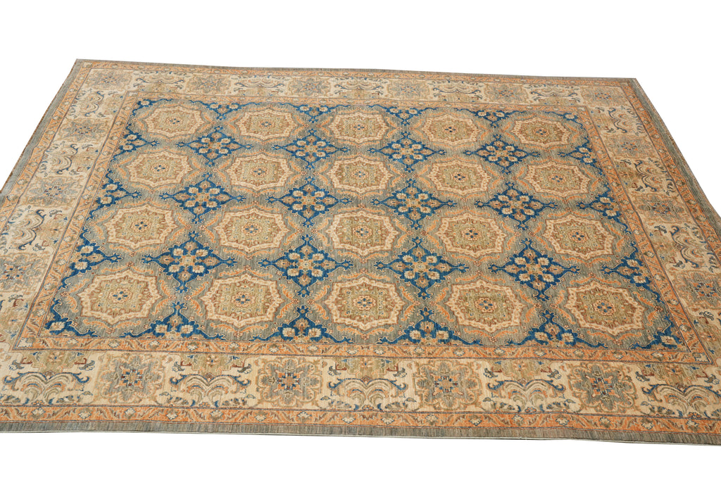 8 x 9.6 Fine Quality Wool Zigler Chobi Peshawar Rug Blue #F-4342