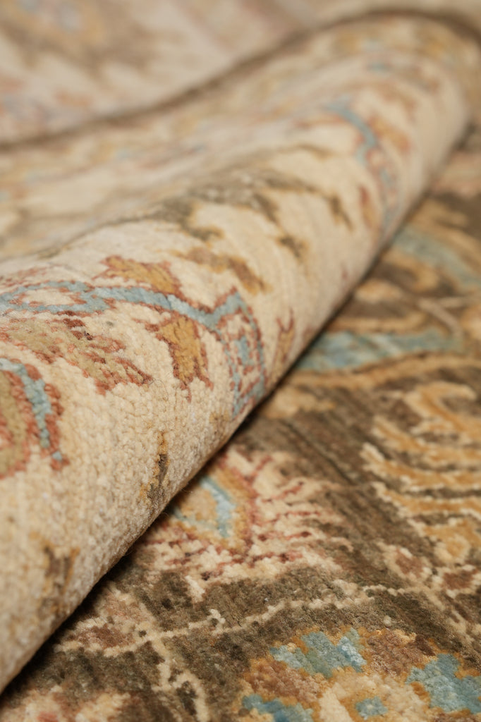 8.1 x 10 Olive Green Chobi Peshawar Carpet Hand-Knotted In Pakistan #F-4343