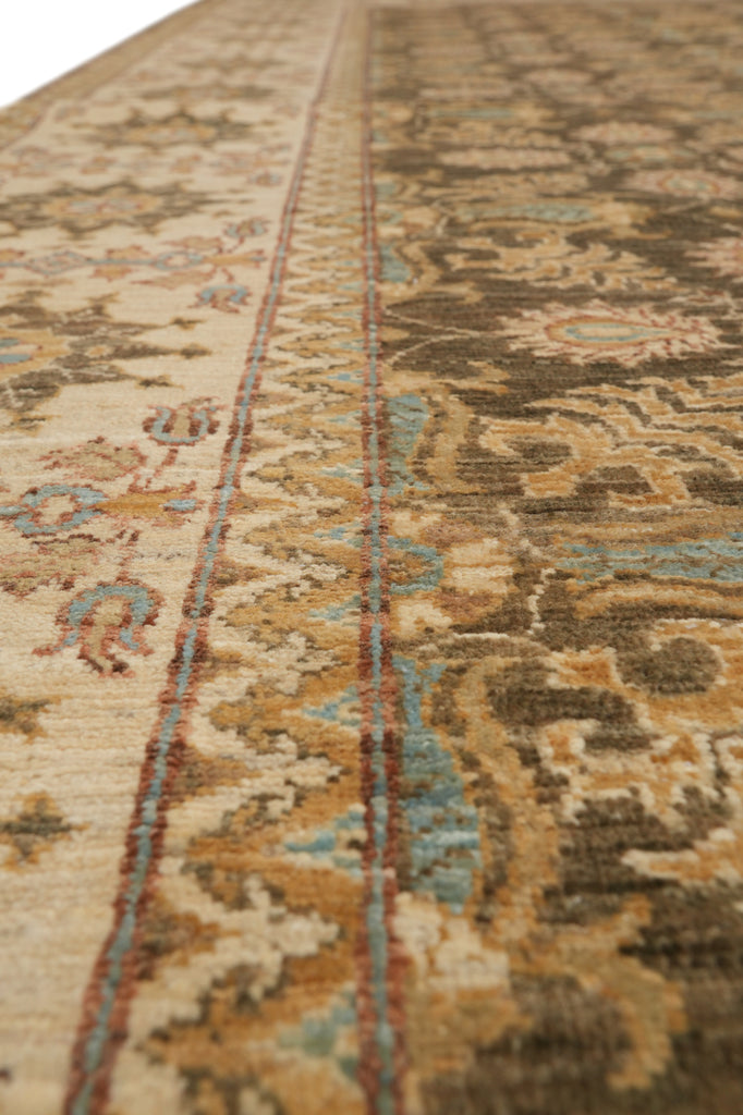 8.1 x 10 Olive Green Chobi Peshawar Carpet Hand-Knotted In Pakistan #F-4343