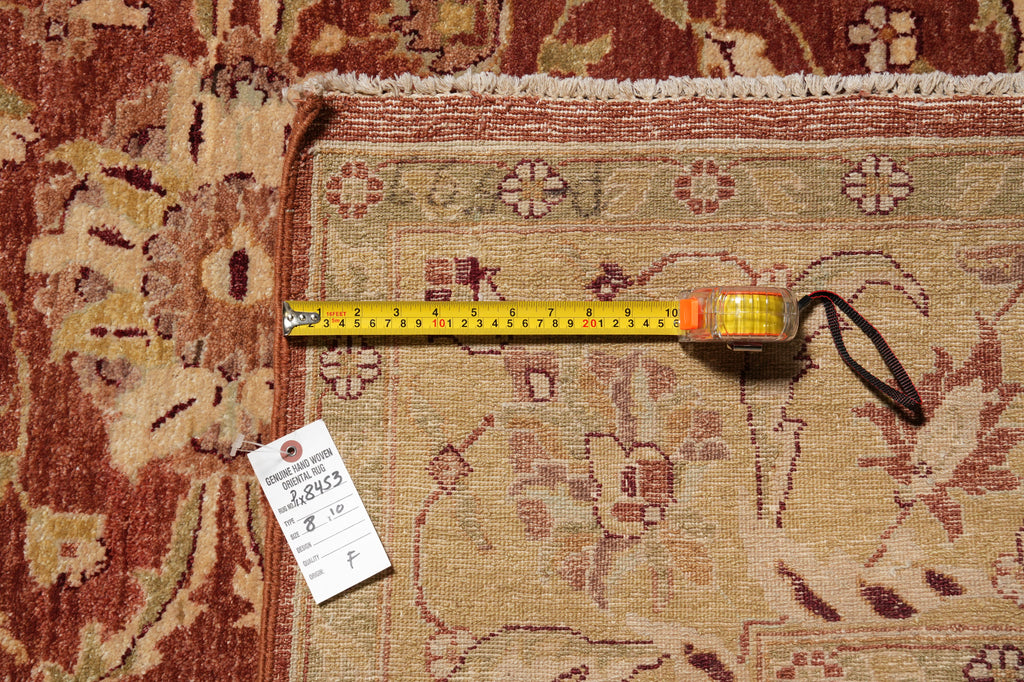 8 x 10 Quality Natural Wool Handmade Chobi Zigler Rug Rust Green Gold #PIX-8453