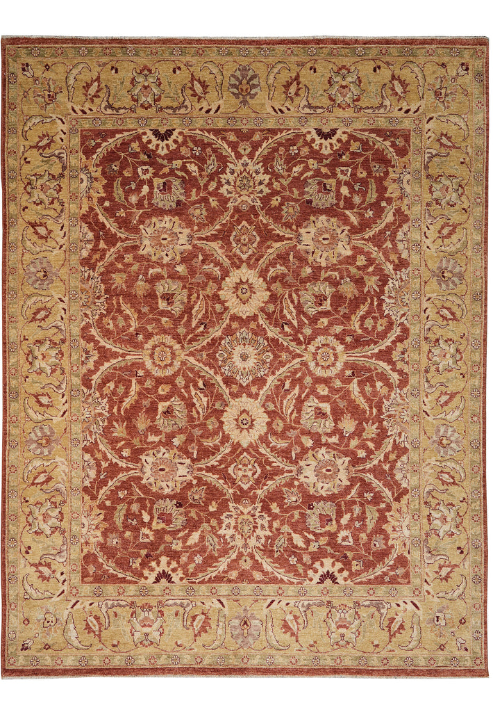 8 x 10 Quality Natural Wool Handmade Chobi Zigler Rug Rust Green Gold