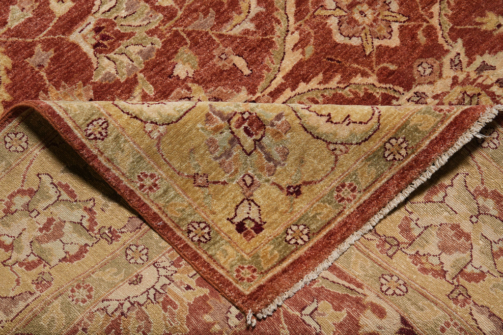 8 x 10 Quality Natural Wool Handmade Chobi Zigler Rug Rust Green Gold #PIX-8453