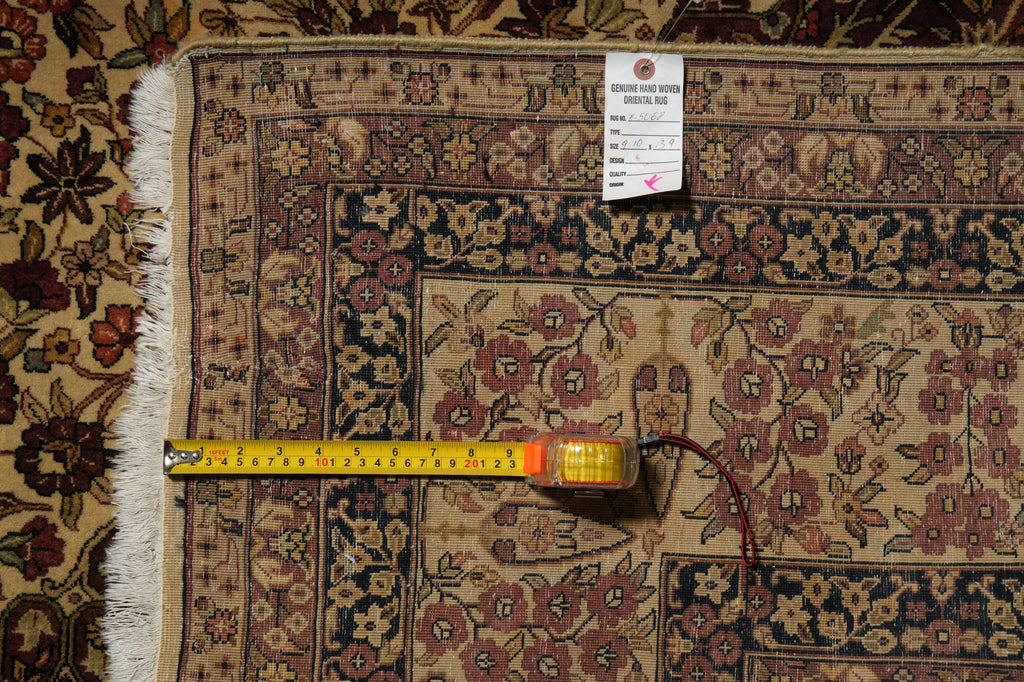 10 x 13.9 Kermanshah Rug Finer Kashmir Wool Finer Hand-Knotted 200 KPSI - Beige #5068