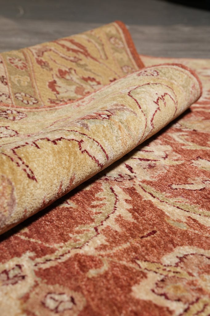 8 x 10 Quality Natural Wool Handmade Chobi Zigler Rug Rust Green Gold #PIX-8453