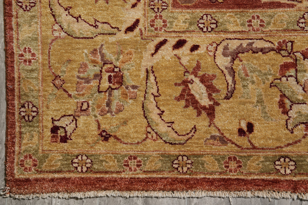 8 x 10 Quality Natural Wool Handmade Chobi Zigler Rug Rust Green Gold #PIX-8453