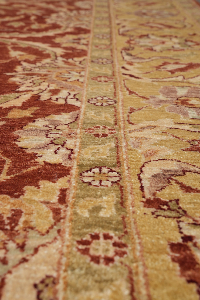 8 x 10 Quality Natural Wool Handmade Chobi Zigler Rug Rust Green Gold #PIX-8453