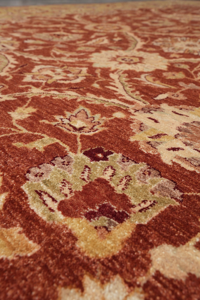 8 x 10 Quality Natural Wool Handmade Chobi Zigler Rug Rust Green Gold #PIX-8453