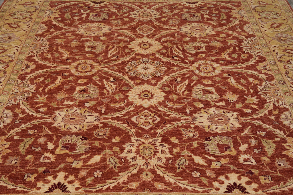 8 x 10 Quality Natural Wool Handmade Chobi Zigler Rug Rust Green Gold #PIX-8453