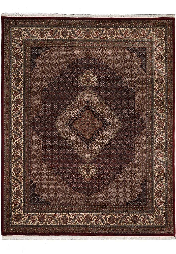 8 x 10 High Quality Wool and Silk Handmade Mahi Herati Tabriz Rug