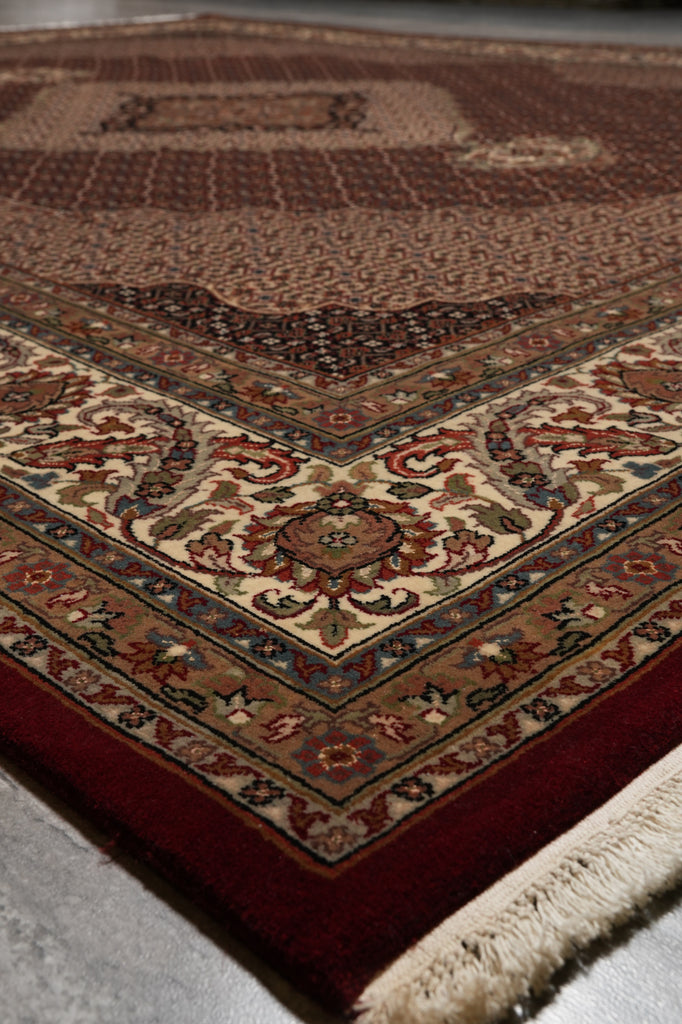 8 x 10 High Quality Wool and Silk Handmade Mahi Herati Tabriz Rug #PIX-80207