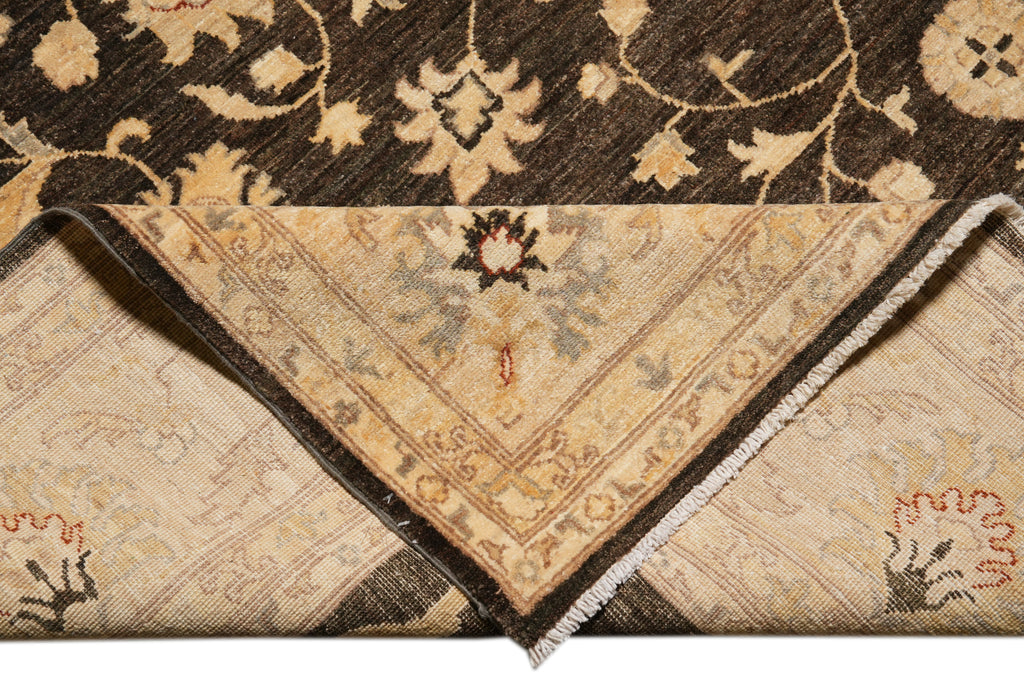 8.2 x 9.9 Chobi Peshawar Carpet Hand-knotted In Pakistan Dark Brown #F-4345