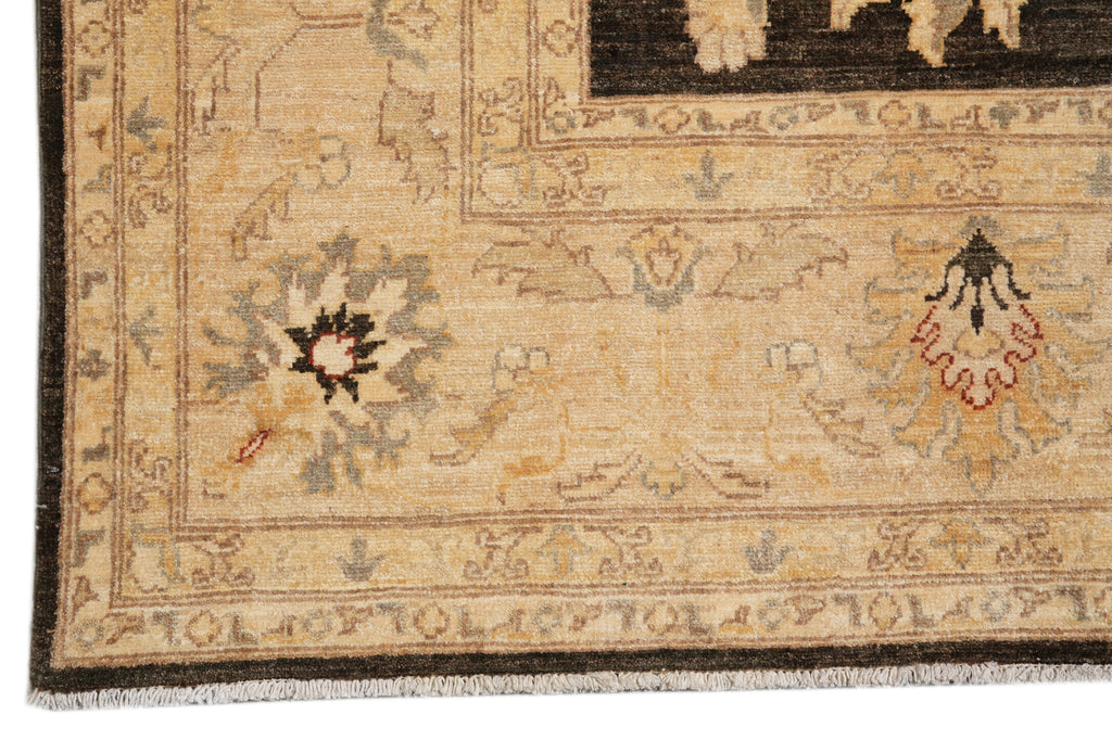 8.2 x 9.9 Chobi Peshawar Carpet Hand-knotted In Pakistan Dark Brown #F-4345