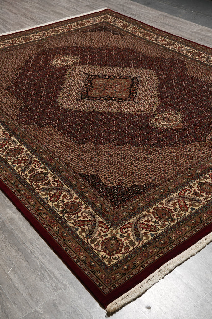 8 x 10 High Quality Wool and Silk Handmade Mahi Herati Tabriz Rug #PIX-80207
