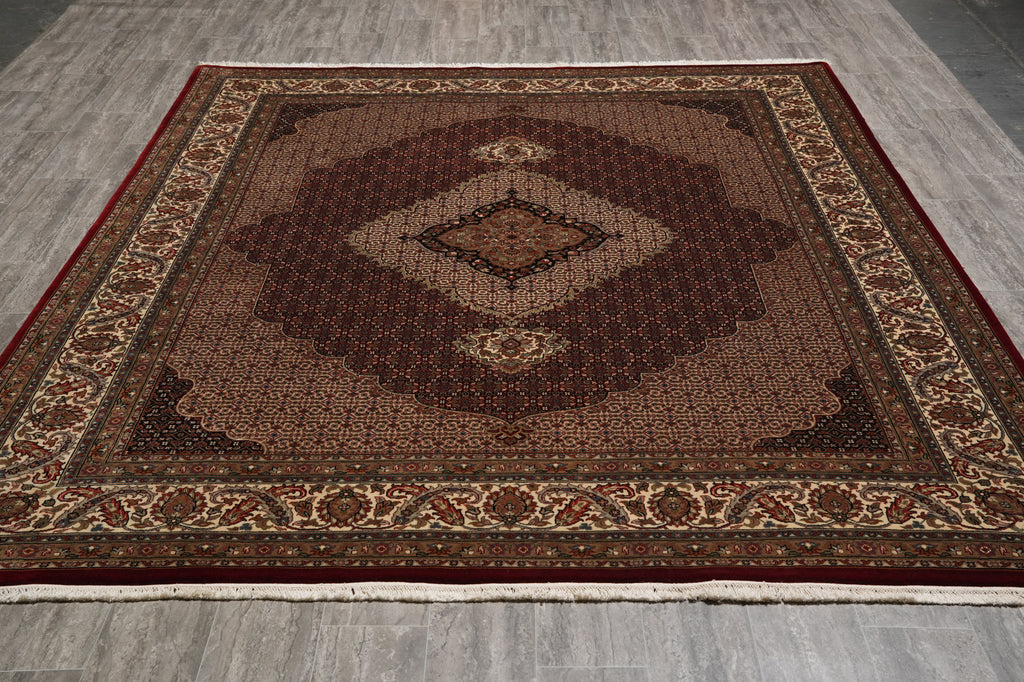 8 x 10 High Quality Wool and Silk Handmade Mahi Herati Tabriz Rug #PIX-80207