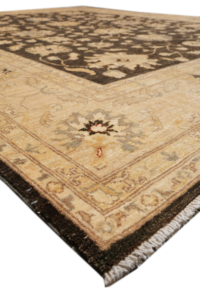 8.2 x 9.9 Chobi Peshawar Carpet Hand-knotted In Pakistan Dark Brown #F-4345