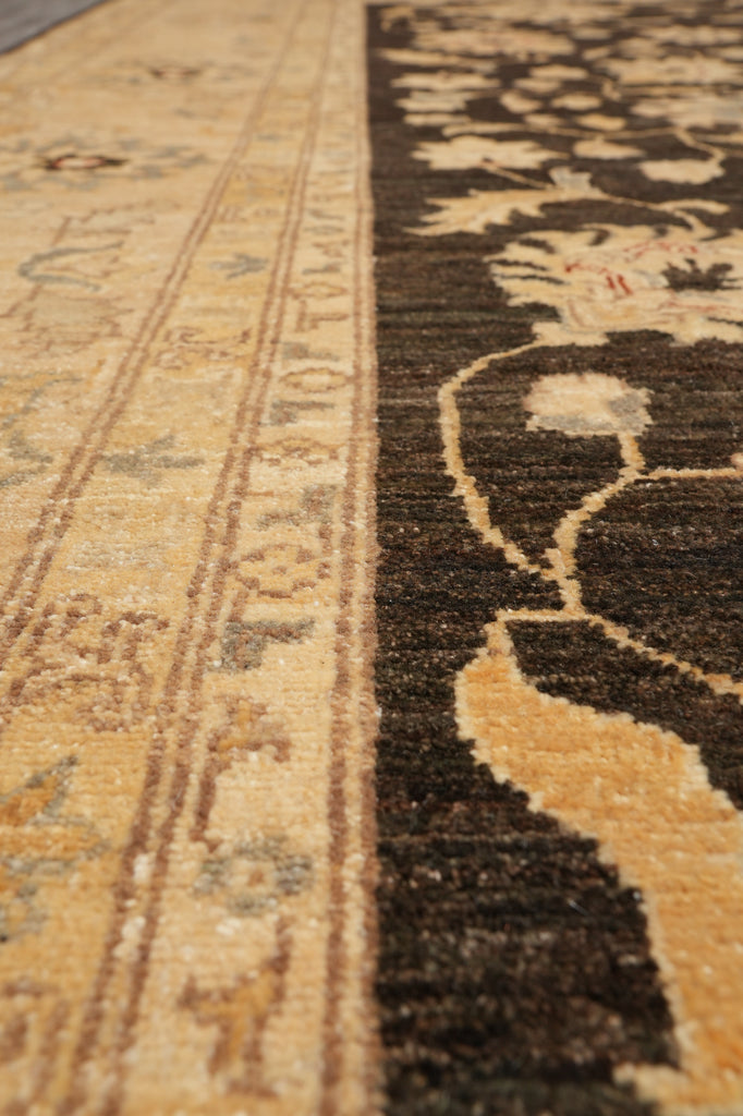 8.2 x 9.9 Chobi Peshawar Carpet Hand-knotted In Pakistan Dark Brown #F-4345