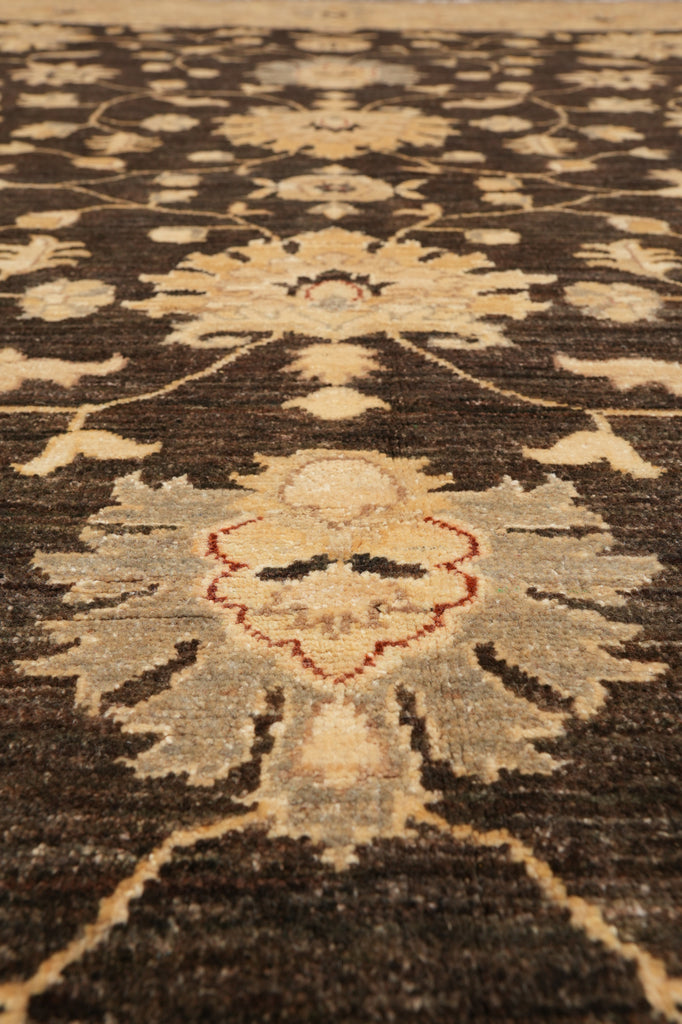 8.2 x 9.9 Chobi Peshawar Carpet Hand-knotted In Pakistan Dark Brown #F-4345