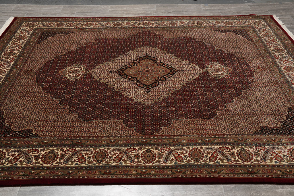 8 x 10 High Quality Wool and Silk Handmade Mahi Herati Tabriz Rug #PIX-80207