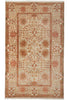 Load image into Gallery viewer, A rectangular vintage-style area rug with a cream background and intricate floral motifs in terracotta, rust, and muted orange, framed by a detailed border.